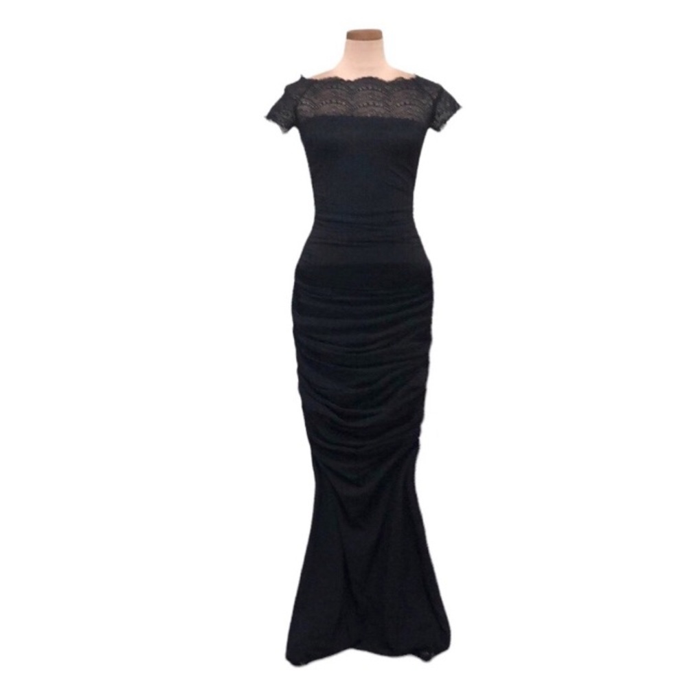 Chiara Boni Black Lace Maxi Dress